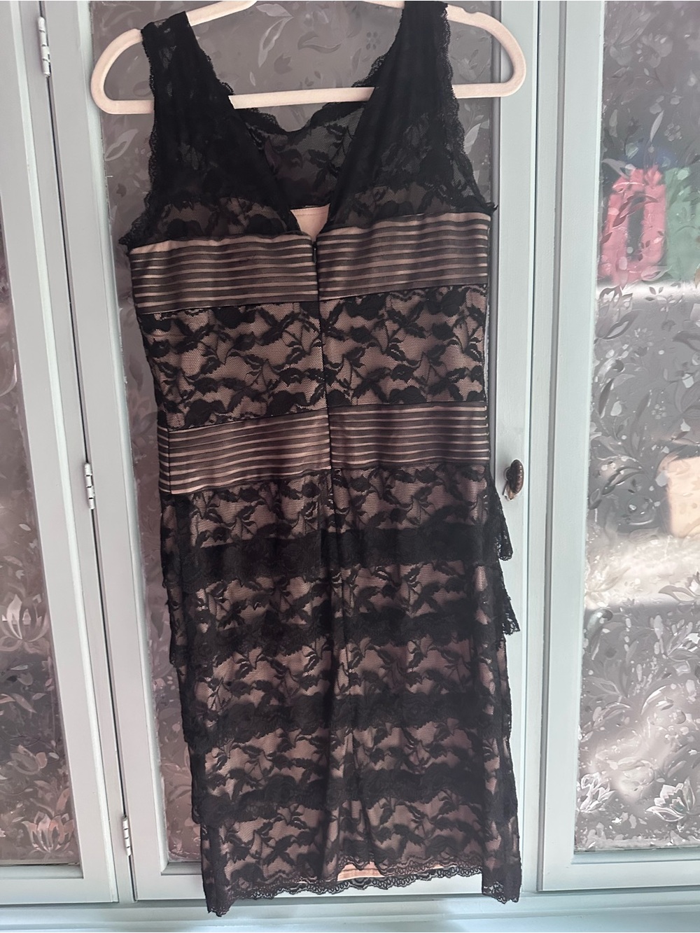 Blu Sage Black Lace Midi Dress with Nude Illusion